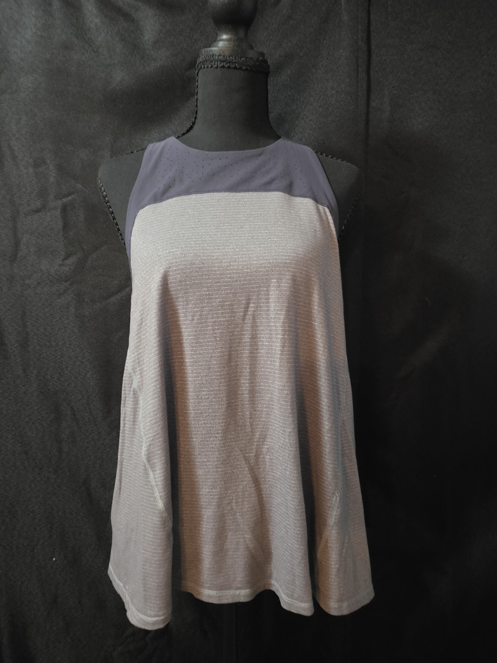 lululemon athletica Light Gray Tank with Navy Yoke